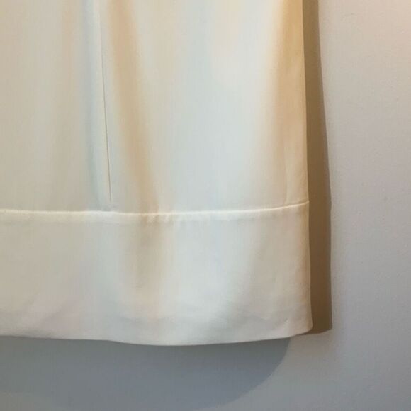 Oleg Cassini White Pleated Sleeveless Sheath Dress, 2. Mature Wedding, Vow Renew - Picture 7 of 10